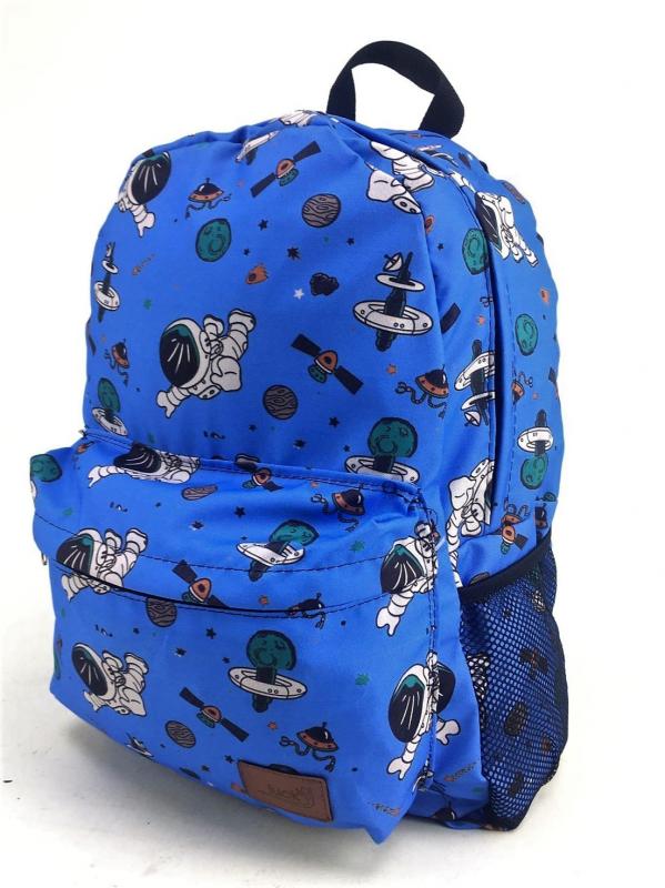 LuckyBag Renkli Mavi Astronot Desenli Dayanıklı Spor Seyahat Yürüyüş Okul Genç Çocuk Sırt Çanta 