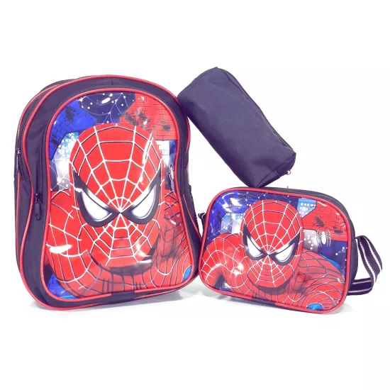 Örümcek Adam Resimli Okul Çantası Erkek Çocuk Sırt ve Beslenme Çantası Kalemlik