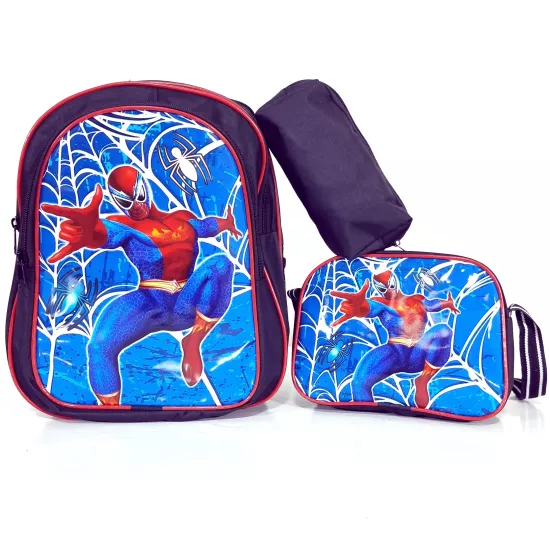 Örümcek Adam Resimli Okul Çantası Erkek Çocuk Sırt ve Beslenme Çantası Kalemlik