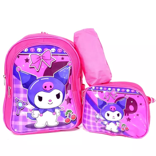 Kuromi Resimli Okul Çantası Kız Çocuk Ve Erkek Çocuk Sırt ve Beslenme Çantası Kalemlik