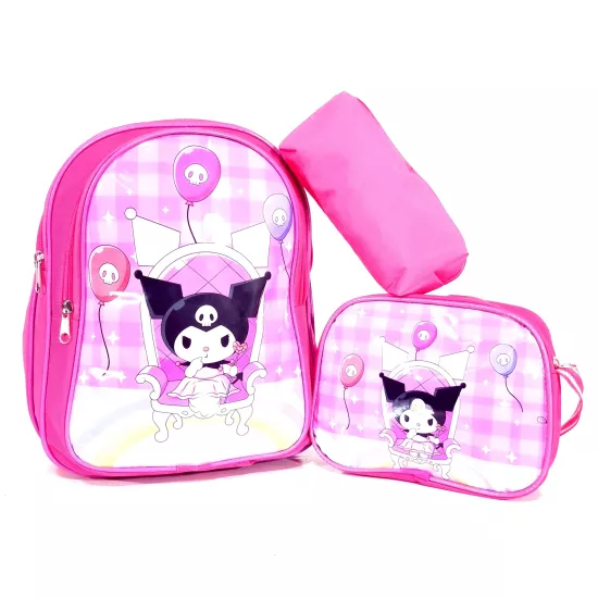 Kuromi Resimli Okul Çantası Kız Çocuk Ve Erkek Çocuk Sırt ve Beslenme Çantası Kalemlik