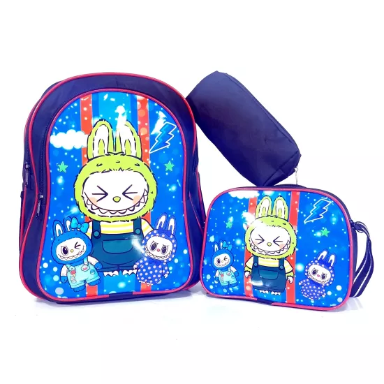 Labubu Resimli Okul Çantası Erkek Çocuk Sırt ve Beslenme Çantası Kalemlik